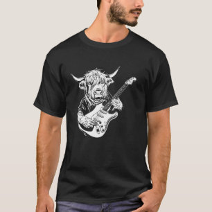 Guitarist Guitar - Cow Farmer Breeder Ayrshire Cat T-Shirt