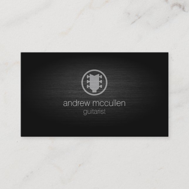 Guitarist Guitar Icon Brushed Metal Musician Business Card (Front)