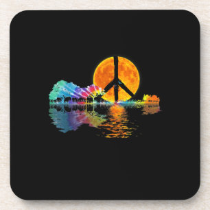 Guitarist Guitar Lake Shadow Peace Love Guitar Coaster