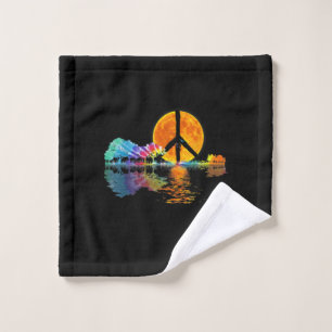 Guitarist Guitar Lake Shadow Peace Love Guitar Wash Cloth