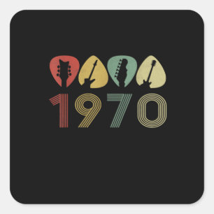 Guitarist Guitar Pick 1970 Guitarist Birthday Square Sticker