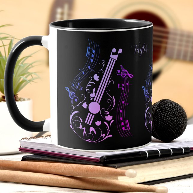 Guitarist Guitar Player Music Purple Black Name Mug (Guitarist Guitar Player Music Purple Black Name Mug)