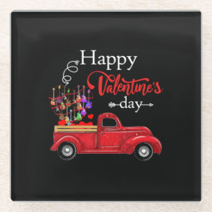 Guitarist Happy Valentines Day Guitarist Birthday Glass Coaster