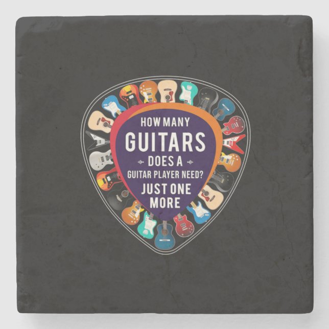 Guitarist How Many Guitars Birthday Stone Coaster (Front)