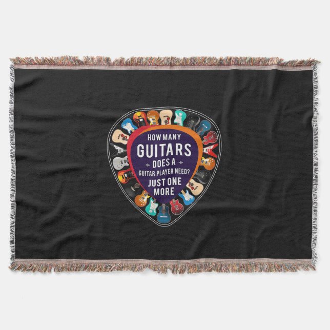 Guitarist How Many Guitars Birthday Throw Blanket (Front)