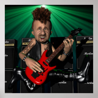Guitarist in Flight Poster