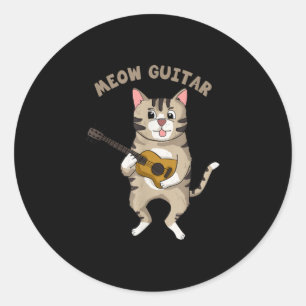 Guitarist Meow Guitar Cute Cat Playing Guitar Xmas Classic Round Sticker