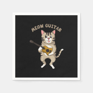 Guitarist Meow Guitar Cute Cat Playing Guitar Xmas Napkin