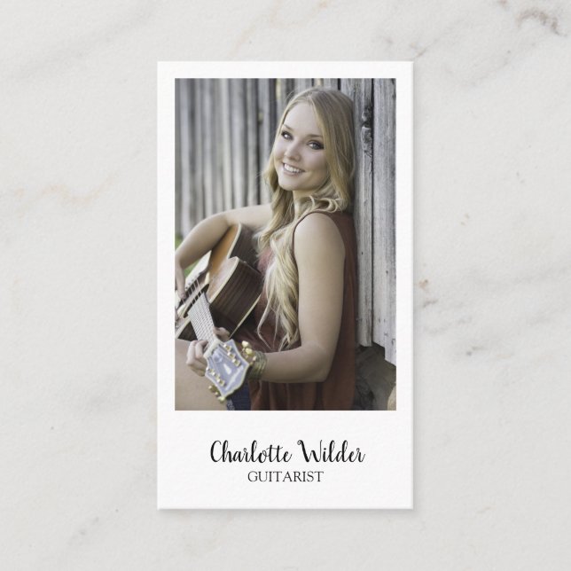 Guitarist Musician Teacher Custom Photo Business Card (Front)