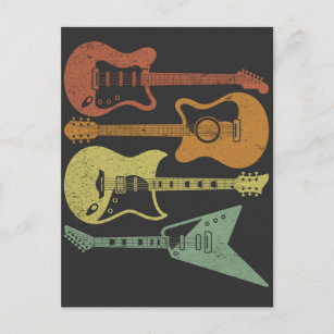 Guitarist Retro Music Instruments Vintage Guitar Postcard