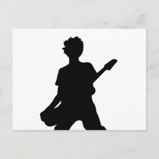Guitarist Silhouette - B&W Postcard