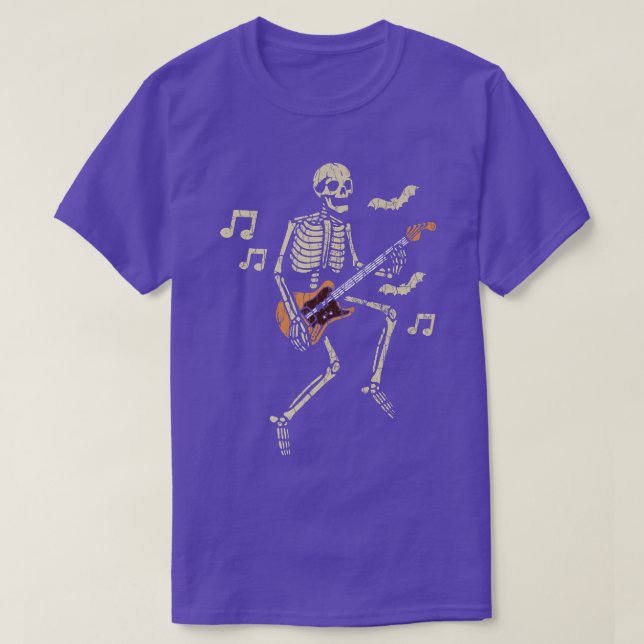 Guitarist Skeleton Funny Guitar Player Music Lover T-Shirt (Design Front)