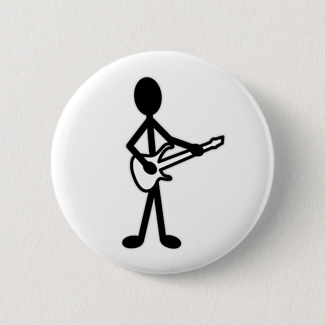 Guitarist Stick Figure 6 Cm Round Badge (Front)