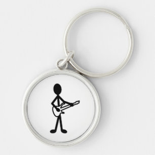 Guitarist Stick Figure Key Ring