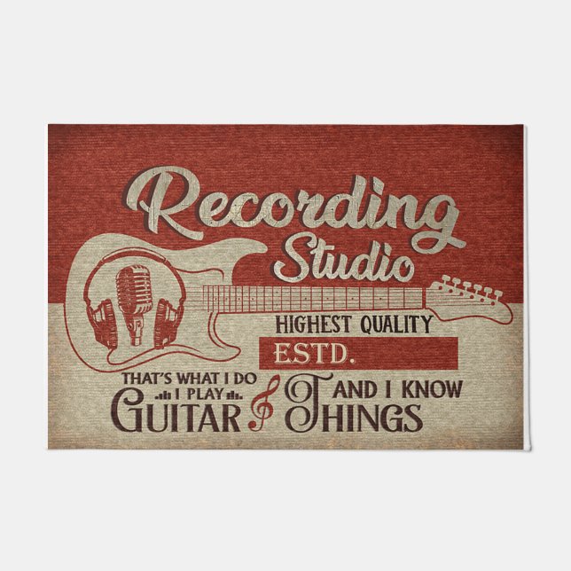 Guitarist Studio Door Mat, Gift For Guitarist Doormat (Front)