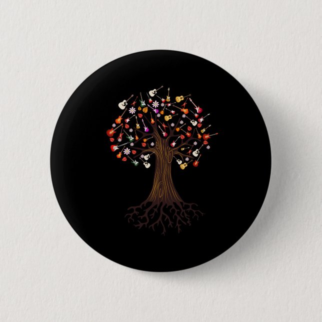Guitarist Tree Guitar Birthday 6 Cm Round Badge (Front)