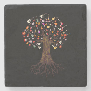 Guitarist Tree Guitar Birthday Stone Coaster