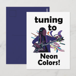 Guitarist Tuning To Neon Colors Birthday Postcard