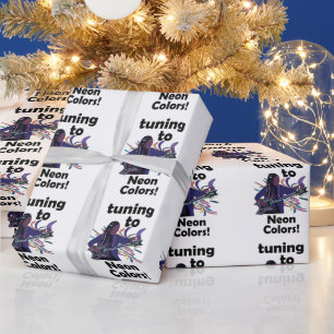 Guitarist Tuning To Neon Colours Birthday Party Wrapping Paper