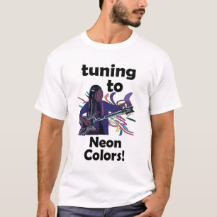 Guitarist Tuning To Neon Colours Musical Party  T-Shirt