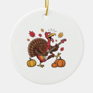 Guitarist Turkey Electric Guitar Concert Music Ceramic Tree Decoration