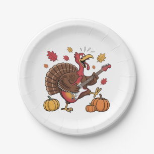Guitarist Turkey Electric Guitar Concert Music Paper Plate