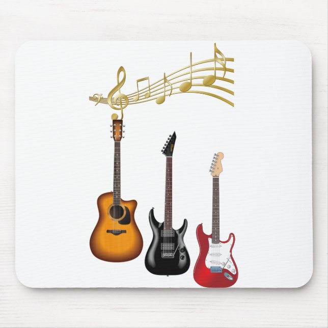 guitarras electricas con partituras musicales mouse pad (Front)