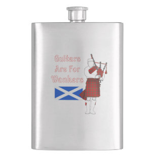 Guitars Are For Wankers Funny Bagpiper Hip Flask