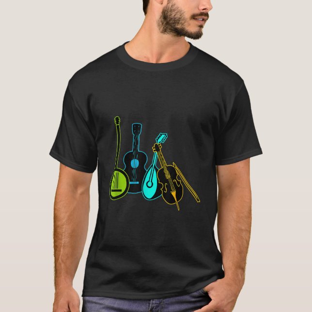 Guitars Banjos Fiddle Mandolin 1 T-Shirt (Front)