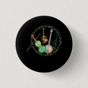Guitars Banjos Fiddle Mandolin Colourful Node Musi 3 Cm Round Badge