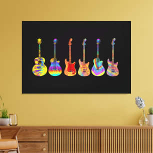 Guitars Colourful Musical Instruments Canvas Print
