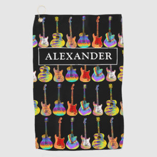 Guitars Colourful Pattern add Name Golf Towel