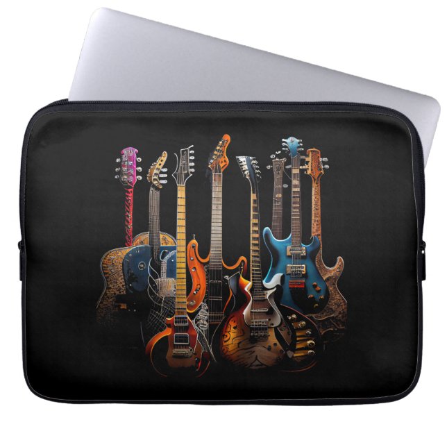 Guitars guitarists gift laptop sleeve (Front)