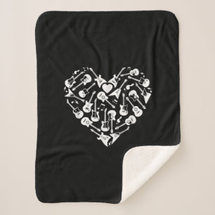 Guitars Heart Guitarist Valentines Day Sherpa Blanket