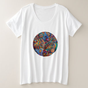 Guitars in mandala batik style plus size T-Shirt