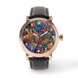 Guitars in mandala batik style watch