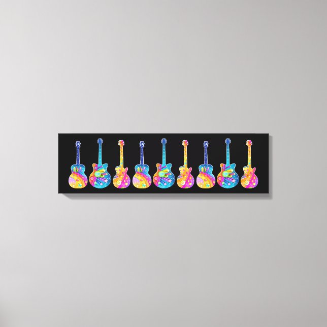 GUITARS WIDE Stretched CANVAS ART PRINT (Front)