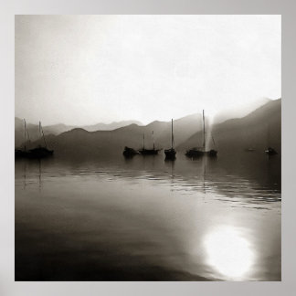 Gulets Ethereal In Gray Sailboat Painting Poster