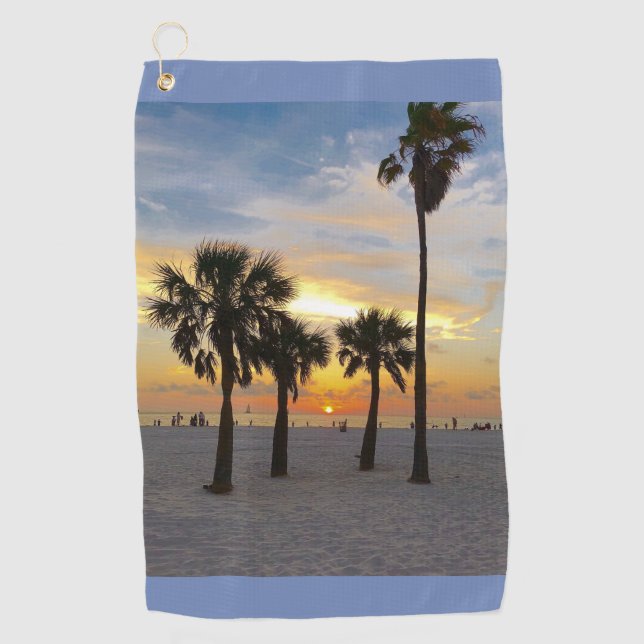 Gulf Beach Sunset Golf Towel (Front)