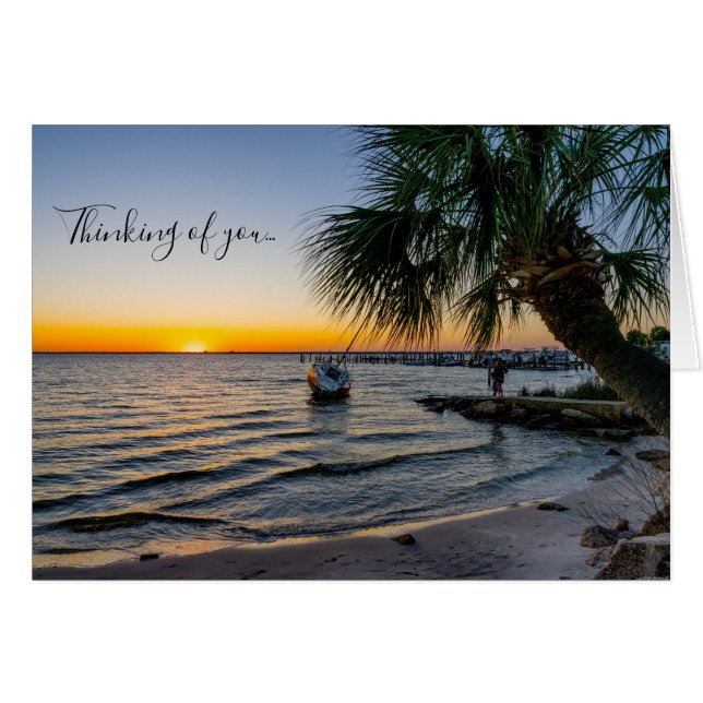 Gulf Breeze Florida Sunset Thinking Of You Card (Front Horizontal)