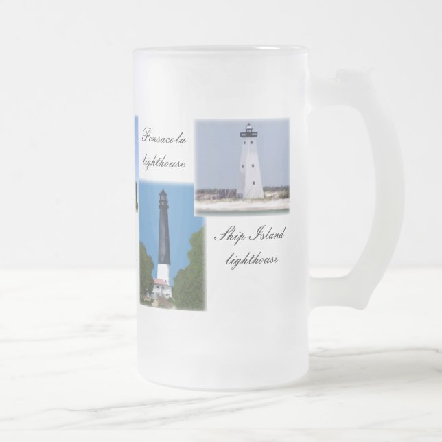 Gulf Coast lighthouses Frosted Glass Beer Mug (Right)