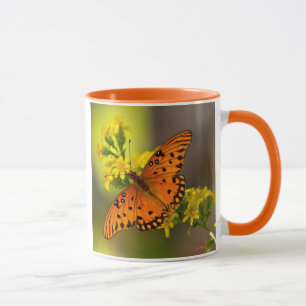 Gulf Fritillary aka Passion Butterfly on Goldenrod Mug