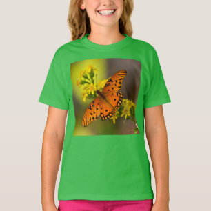 Gulf Fritillary aka Passion Butterfly on Goldenrod T-Shirt