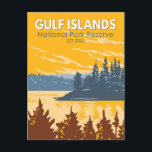 Gulf Islands National Park Reserve Canada Vintage Postcard<br><div class="desc">Gulf Islands National Park Reserve vector art design. It is located on and around the Gulf Islands in British Columbia,  Canada.</div>