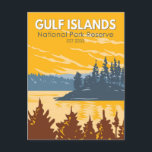 Gulf Islands National Park Reserve Canada Vintage Postcard<br><div class="desc">Gulf Islands National Park Reserve vector art design. It is located on and around the Gulf Islands in British Columbia,  Canada.</div>