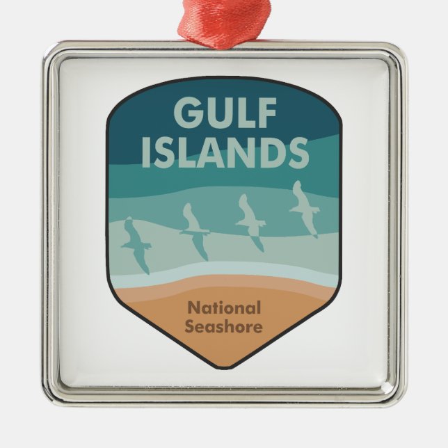 Gulf Islands National Seashore Seagulls Metal Tree Decoration (Front)