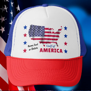 Gulf of America. American Flag Ball Caps, Trucker Hat