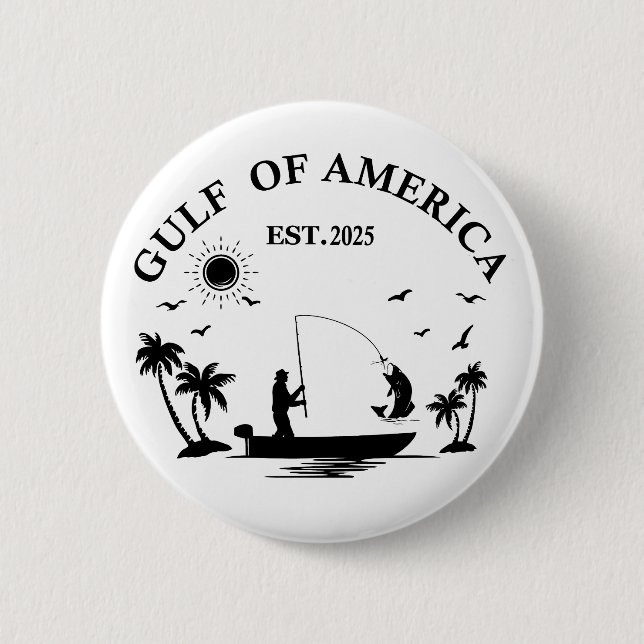Gulf of America fishing pole American patriotic 6 Cm Round Badge (Front)