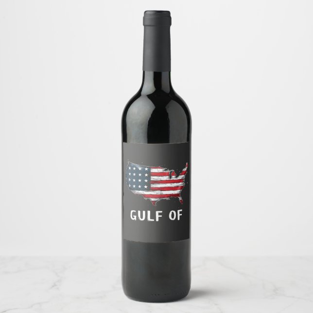 Gulf Of America Funny Trump East Cost Mexico  Wine Label (Front)