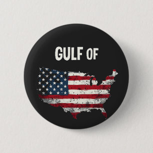 Gulf Of America Funny Trump USA Map Flag  6 Cm Round Badge